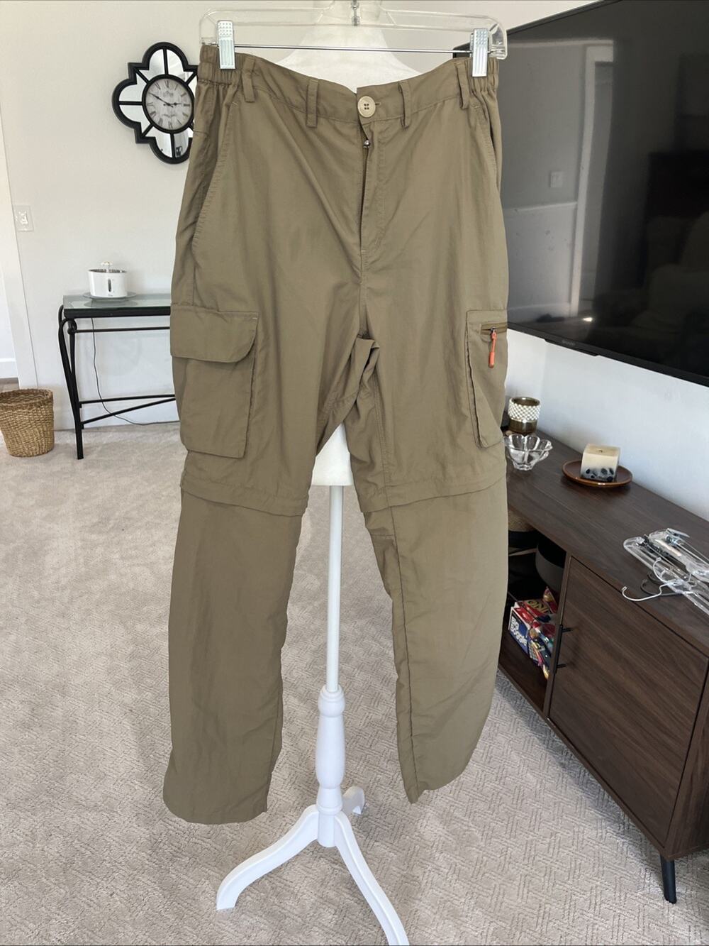 Gash Hao Hiking Cargo Outdoor Zip-Off Convertible Brown Pants Stretch 32 X 32